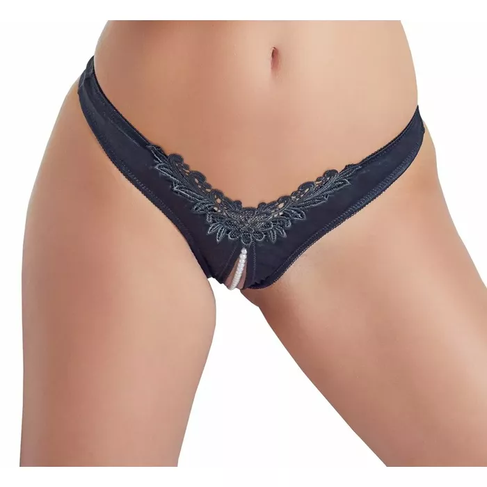 G-String Pearls чёрные XL - Cottelli Collection Photo 2