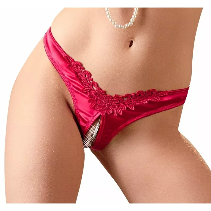 Cottelli Collection Pearls красные трусы XL Photo 2