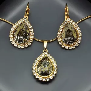 "Celestial Drop (Gold Patina)" jewelry set with Crystals From Swarovski™