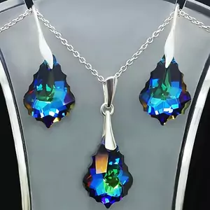 925 Sterling Silver Jewelry Set "Baroque IV (Meridian Blue)" with Swarovski™ crystals