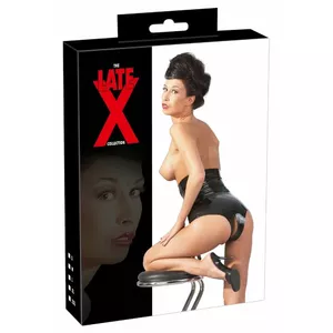 Late x waist-high latex briefs L — 100% latex, black, dress size L