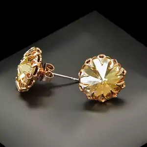 Серьги "Винтаж (Golden Shadow)" с кристаллами Swarovski™
