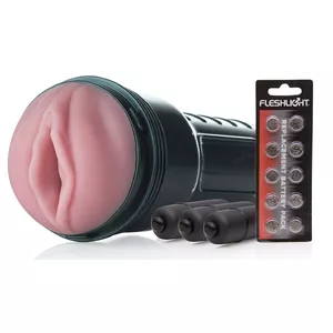 Masturbator Fleshlight Vibro Lady – Black & Pink, Depth 215.9 mm, TPE Superskin