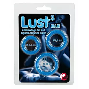 Lust 3 Cock Rings blue