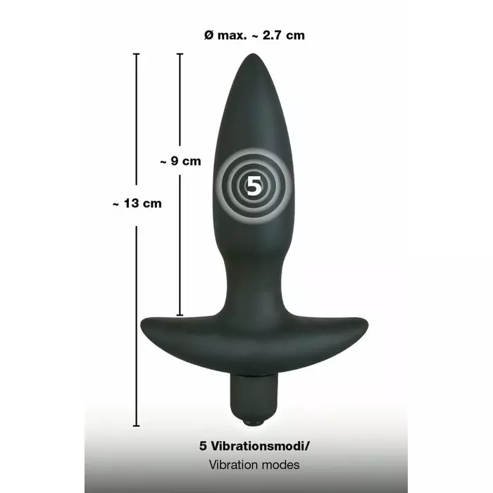 Anālais plug black velvets Vibrating Small Plug — silikons 13 cm Photo 5