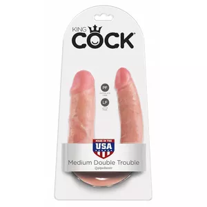 Dildo King Cock Double Trouble M — PVC, diameter 4 cm, total length 34.6 cm, black