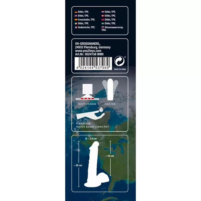 Dildo You2Toys European Lover medium — TPE, 20×3.9 cm Photo 9