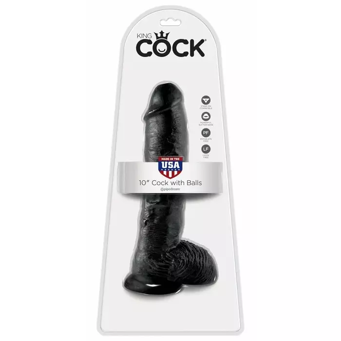 Dildo King Cock 10 inch Balls Black — silicone 25.4 cm Photo 4