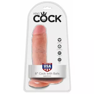 Дилдо king cock — PVC, общая длина 21 см, диаметр 1,9 см, телесный цвет