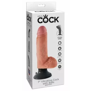 Dildo King Cock 7 inch vibrating with balls — PVC/ABS, total length 18 cm, diameter 4.8 cm