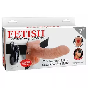 Strap-on dildo PIPEDREAM Fetish Fantasy 7in — PVC dildo 19 cm garums, Ø 4,3 cm, vinila siksna
