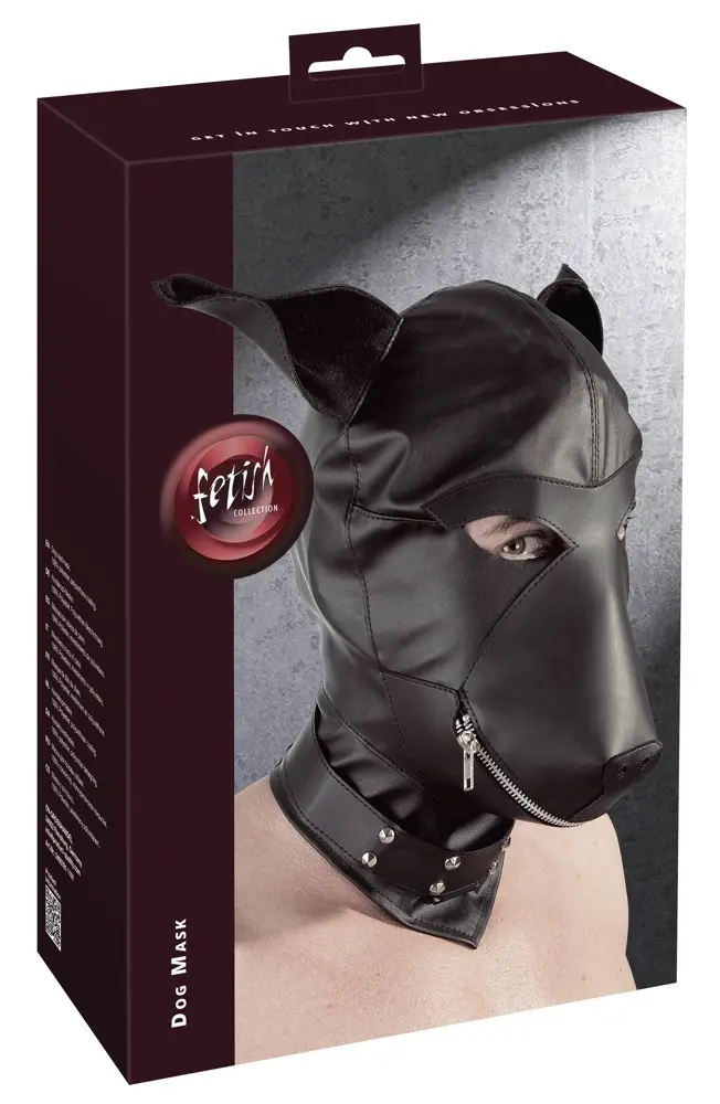 Maska Fetish Collection — suņu formas pārsegs, melna imitācijas āda Photo 4