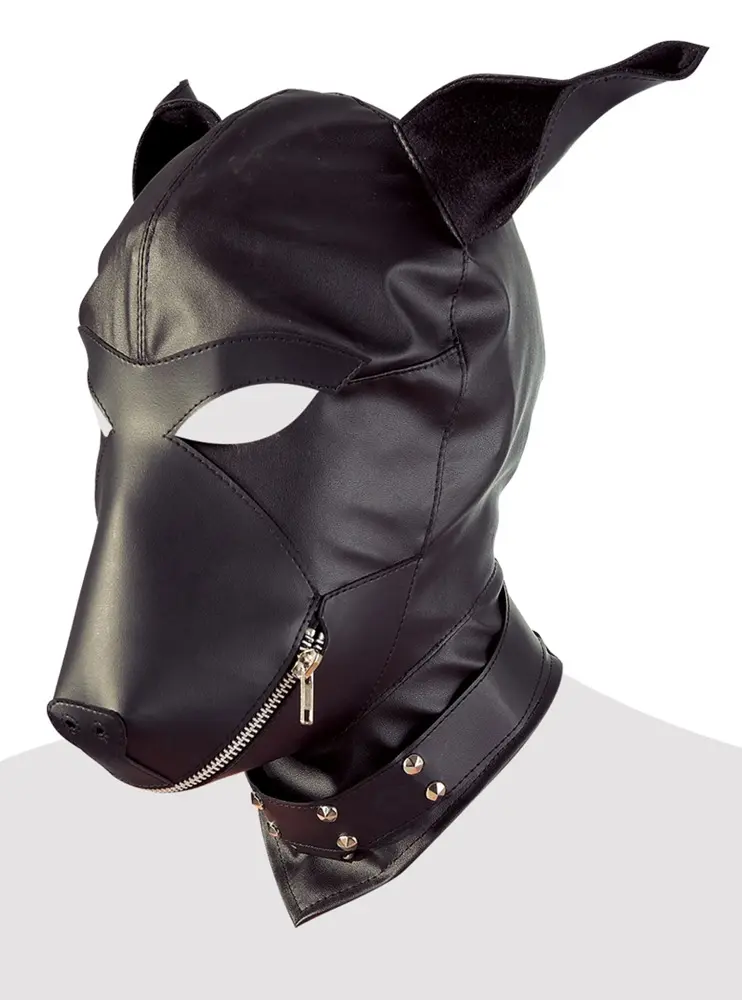 Maska Fetish Collection — suņu formas pārsegs, melna imitācijas āda Photo 8