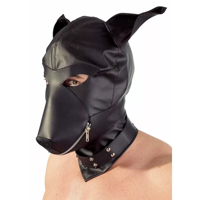Maska Fetish Collection — suņu formas pārsegs, melna imitācijas āda Photo 2