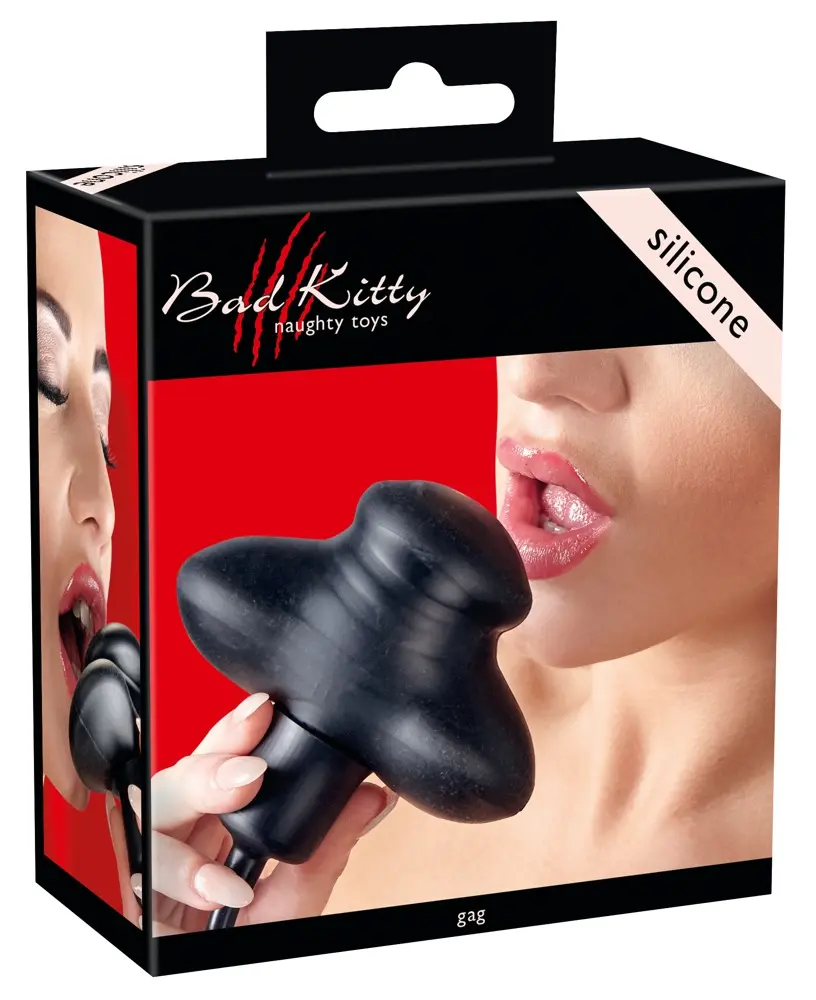 Gag bad kitty silikona knēbels ar lateksa bumbiņu Photo 8