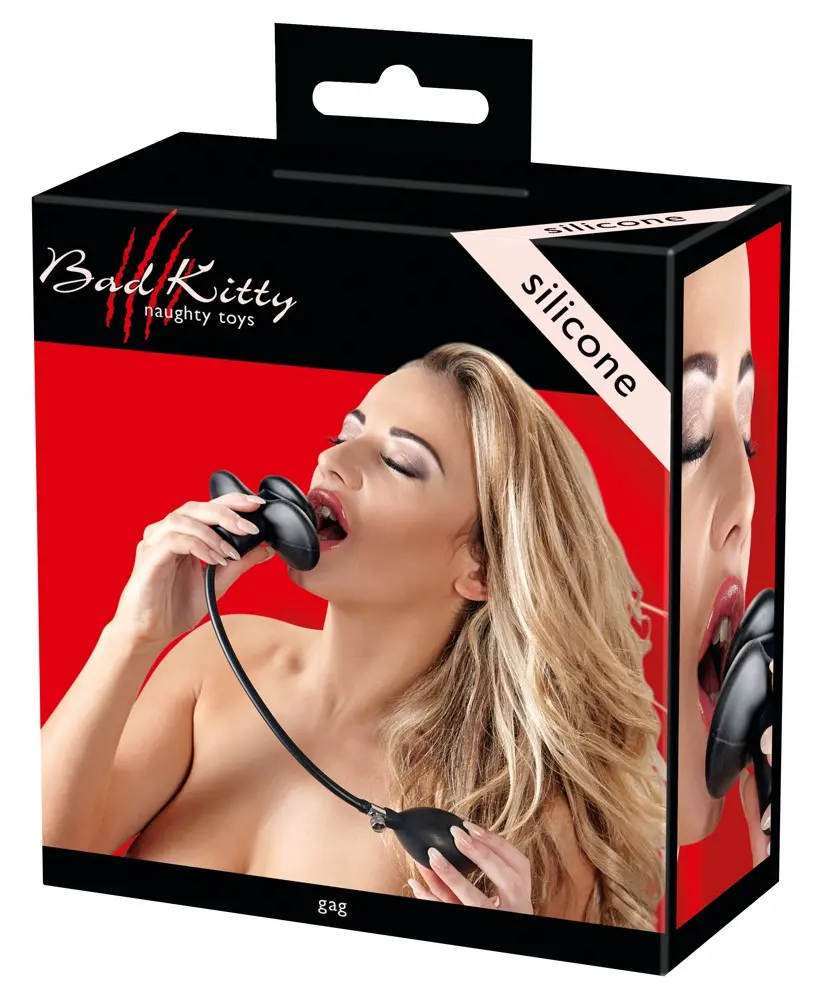 Gag bad kitty silikona knēbels ar lateksa bumbiņu Photo 14