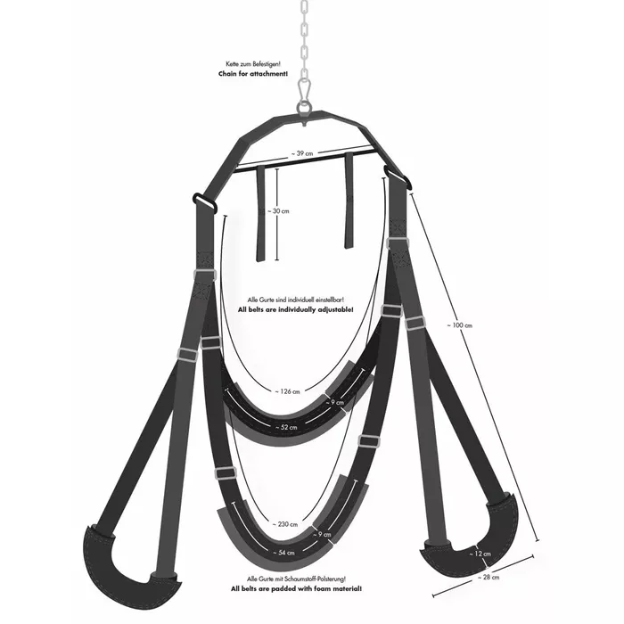 Bad Kitty Swing seksa šūpoles — tērauda rāmis, poliestera siksnas Photo 8