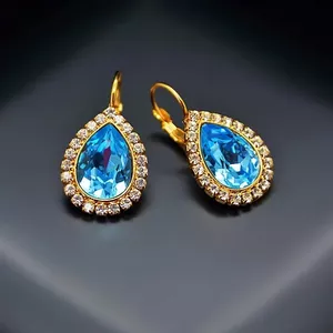 Earrings "Celestial Drop (Aquamarine Blue)" with Crystals From Swarovski™