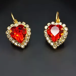 Earrings "Heart of The Ocean (Light Siam)" with Crystals From Swarovski™