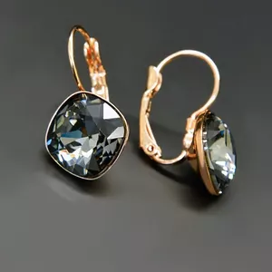 Earrings "Glare IV (Silver Night)" with Crystals From Swarovski™