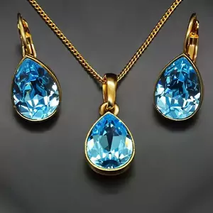 Komplekts "Kristāla Lāse (Aquamarine Blue)" ar Swarovski™ kristāliem