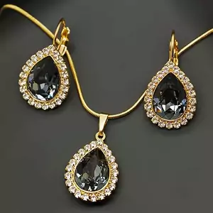 "Celestial Drop (Silver Night)" jewelry set with Crystals From Swarovski™