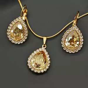"Celestial Drop (Golden Shadow)" jewelry set with Crystals From Swarovski™