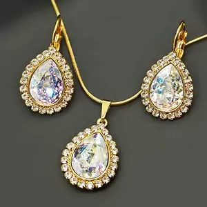 "Celestial Drop (White Patina)" jewelry set with Crystals From Swarovski™