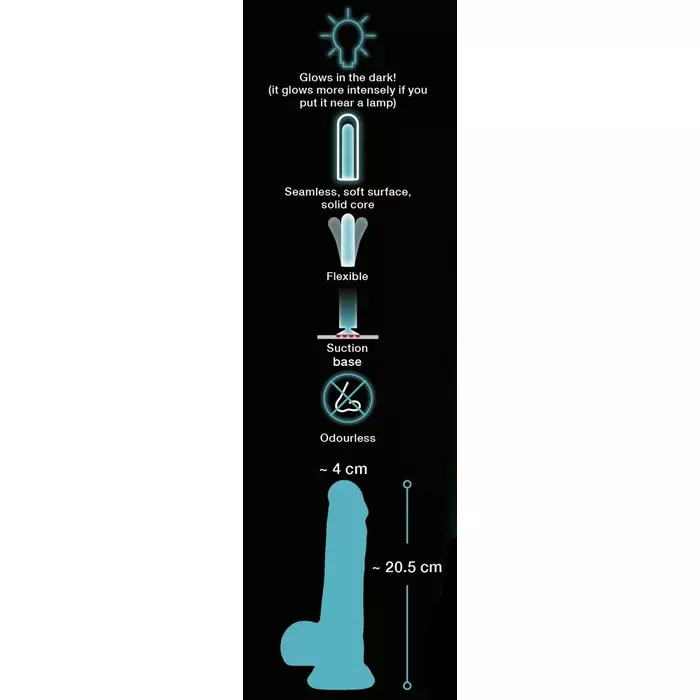 Dildois You2Toys Glow in the Dark — 20,5 cm, silikons Photo 7