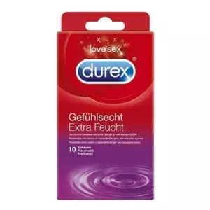 Durex Gefühlsecht Extra Feucht 10 pcs Gludi, nolīdzināti