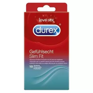 Презервативы Durex Gefühlsecht Slim 10 шт — латекс, номинальная ширина 52.5 мм, длина 180 мм