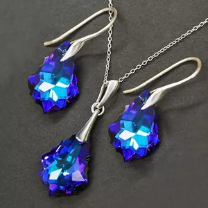 925 Sterling Silver Jewelry Set "Baroque IV (Heliotrope)" with crystals from Swarovski™