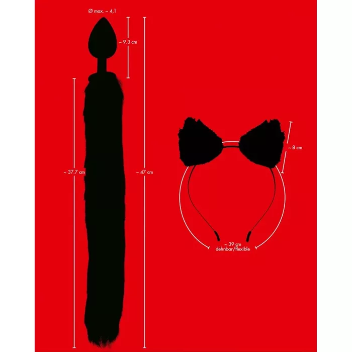 Анальная пробка набор bad kitty Pet Play Plug & Ears Photo 8