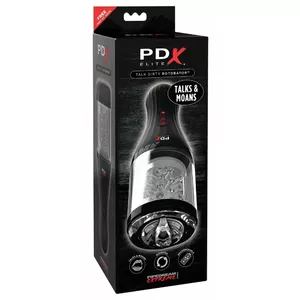 Мастурбатор PIPEDREAM PDX Elite Talk Dirty Rotobator — TPR/ABS, длина 24,1 см, внутренний Ø 5,1 см, прозрачный