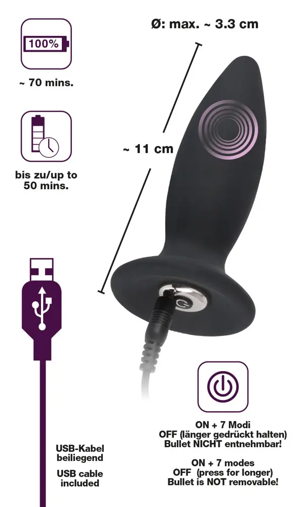 Anal plug Black Velvets Recharge Plug S Photo 12
