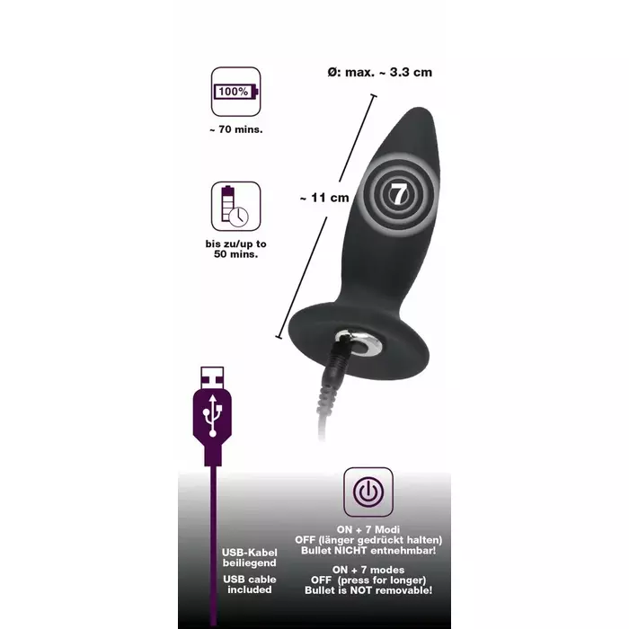 Анальная пробка Black Velvets Recharge Plug S Photo 6