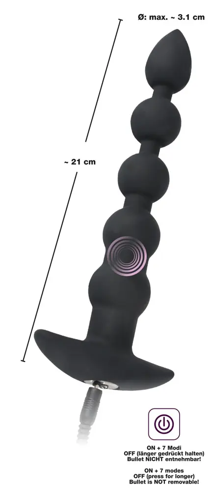 Анальная пробка Black Velvets Rechargeable Bea — 21 см Photo 14
