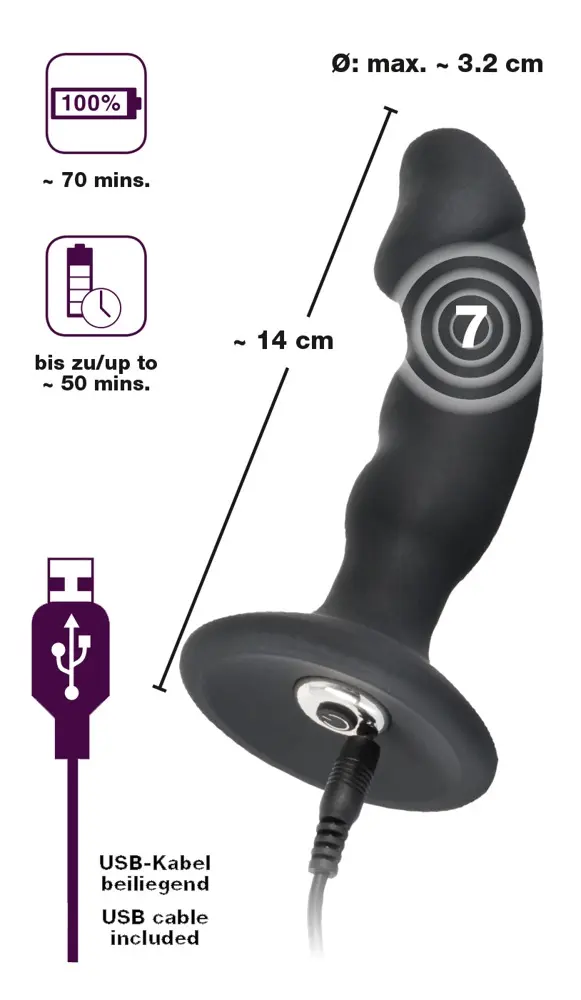 Анальная пробка Black Velvets Rechargeable Plu — силикон 14 см Photo 15