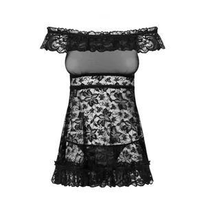 Obsessive Flores Chemise Black Elastane, Polyamide