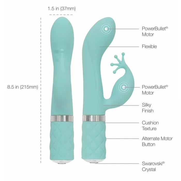 PILLOW Kinky vibrator — silicone rabbit, 21.5 cm Photo 6