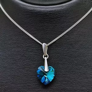 Серебряный кулон "Влюблённое Сердце II (Bermuda Blue)" с кристаллами Swarovski™