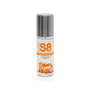 Personīgais lubrikants STIMUL8 S8 Salted Caramel, uz ūdens bāzes, 125 ml, drošs ar prezervatīviem un rotaļlietām