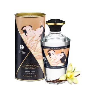 Masāžas eļļa SHUNGA Heat Effect intensīvā ķiršu aromāta 100 ml — sildoša, visam ķermenim