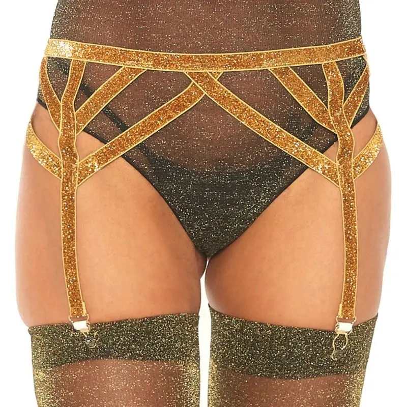 LEG AVENUE Lureksa elastīgā zeķturu josta Zelta Photo 6