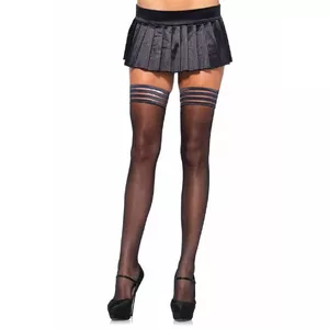 Zeķubikses ar aizmugures šuvi un mežģīņu gumiju, LEG AVENUE 1068_00122, melnas, one size