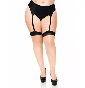 LEG AVENUE 1024Q_01007 Чулки и колготки размера Queen телесного и черного цветов со швом и кубинским каблуком