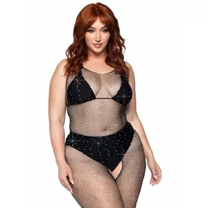 Комбинезон-сетка LEG AVENUE Crystalized Net Body Stocking 1X-2X — эластичная сетка, узор из кристаллов
