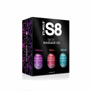 S8 Massage Oil Box 3x 50ml Multi flavour/scent 50