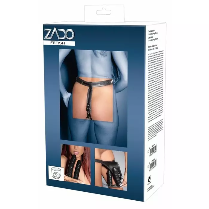 ZADO Leather Briefs 2 Dildos S/M — ādas biksītes ar diviem dildo Photo 8
