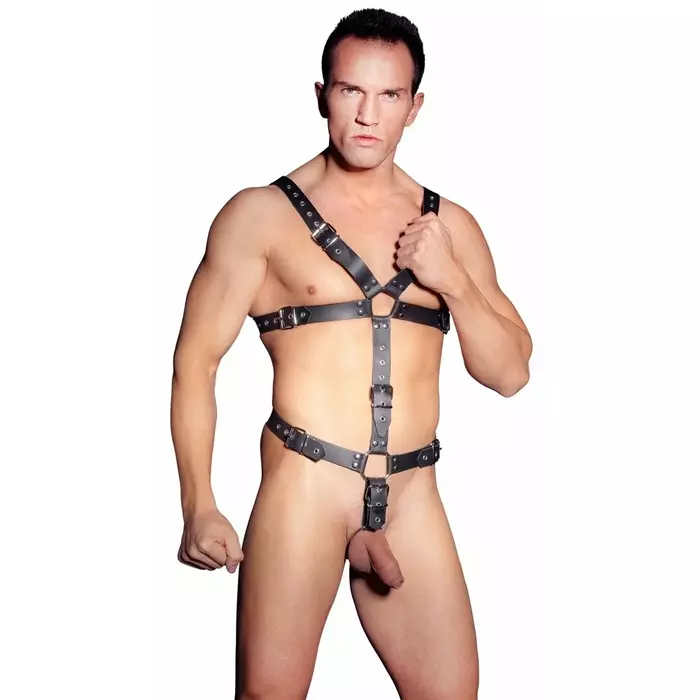 Leather Harness for Him S-L ZADO — regulējamā krūšu siksna Photo 2